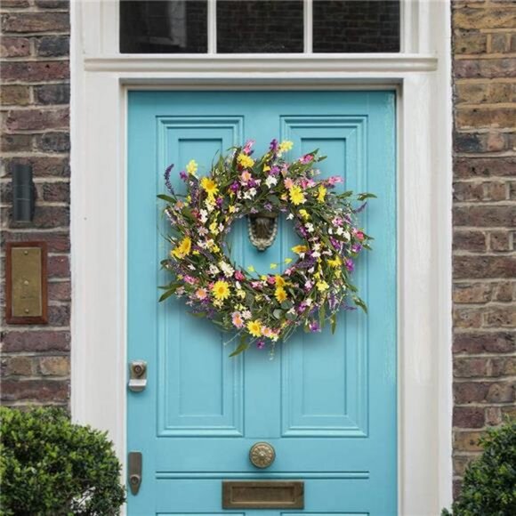 Spring Wreath 24 Inch Summer Wreaths for Front Door Artificial Flower - Picture 5 of 7